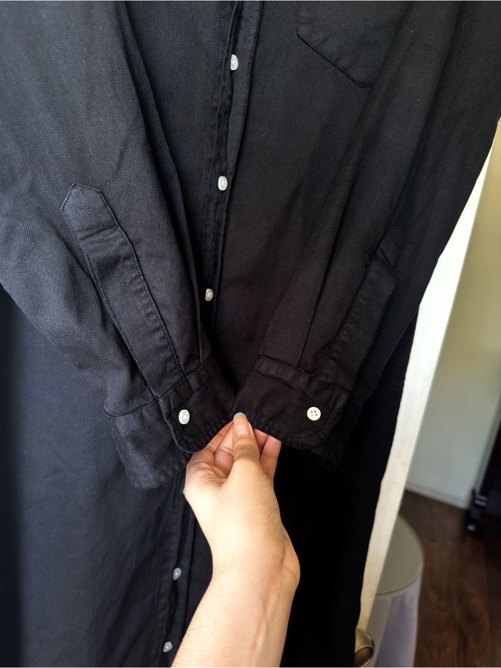 Frank & Eileen Rory Maxi Shirt Dress Famous Denim Black Large EUC - Picture 4 of 8